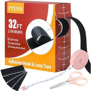 32Ft *1 Inch Hook and Loop Tape with Adhesive Back Heavy Duty Double Sided Adhes
